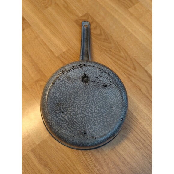 Enamelware Saucepan Pan Pot Gray Speckled Handle Gray Vintage 10" - Picture 6 of 8